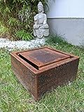 Zen Man Cortenstahl Garten Brunnen Edelrost Garten Wasserspiele ca. 1,6mm Corten Stahl Ohne Wassepumpe Handarbeit (032038: 30 * 30 * 15cm 4,35kg)