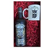 Schietbüddel Rum | Kokos Rum Likör 40% Vol. | Rum mit Kokosgeschmack und feinen Schokoladenaroma und Vanilleextrakt (0.7 l) mit hochwertiger Tasse im Geschenkset