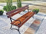 Krakwood Gartenbank, Terrassenmöbel, für Außenbereiche, Veranda, Park, Sitz, Deck aus Holz, Stahlrahmen, Metallguss