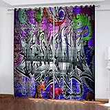 MYPALL Verdunkelungsvorhang 3D Bunte Graffiti 2X B140x H260cm Gardinen Wohnzimmer 2er Set Thermo Vorhang Blickdicht ösen Verdunkelungsgardine lichtundurchlässig Fenster für Schlafzimmer