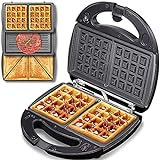 Yabano Sandwichmaker 3 in 1 (Waffeleisen Sandwichtoaster Kontaktgrill), 3 Abnehmbare Platten, Antihaftbeschichtung, LED-Anzeigeleuchten und Cool Touch-Griff, 800W