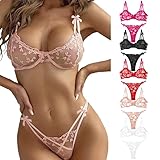 Dessous Damen Sexy Unterwäsche Sexy Damen Dessous Set mit Strapse -Spitze Erotische BHS und Slips Sexy Kostüme Outfit Frauen Unterwäsche Teddy Bodysuit Reizwäsche Erotische Lingerie Damen Negligee