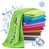 Fit-Flip Kühlendes Handtuch 100x30cm, Mikrofaser Sporthandtuch kühlend, Kühltuch, Airflip Cooling Towel, Mikrofaser Handtuch, Farbe: neon grün, Größe: 100x30cm