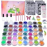 Stutfree 48 Farben Glitzer Tattoo Set Kinder, Temporäre Glitzertattoos Mädchen, Glitzer Tattoo Set Mädchen, Tattoo Kinder Glitzer Make Up Kit für Karneval Geburtstag Partys Geschenk