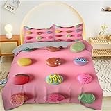 loyaltyer Bettbezug 220x240 cm Rosa - Nachtisch Bettwäsche-Set Fürs Bett Bettwäsche Set Microfaser Bettbezüge und Kissenbezug 50x75cm mit Reißverschluss