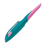 STABILO - Ergonomischer Schulfüller für Rechtshänder mit Anfänger-Feder A - EASYbirdy in türkis/neonpink - Einzelstift - inklusive Patrone - Schreibfarbe blau (löschbar)