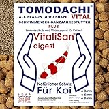 Tomodachi Koifutter, Vitalfutter für Koi mit Monoglyceriden für Koigesundheit, Immunschutz, Stoffwechsel, Verdauung, überdurchschnittliche Futterverwertung, All Season Vital Koischwimmfutter 6mm 5kg