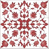 Nuxovilar Vinyl-Bodenfliesen zum Abziehen und Aufkleben, 30 x 30 cm, rotes Blattmuster, 10 Stück, selbstklebende Bodenbeläge