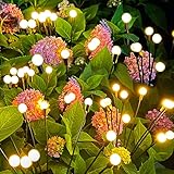 Solar outdoor lights, 10 LED Solar Lights Outdoor Waterproof with 2 Lighting Modes, Firefly Garden Lights Solar Outdoor, Solar Garden Lights for Yard Patio Pathway Garden Decor, Warm White(6 Pack)