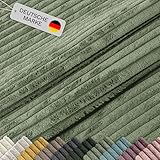 Lycce Cordstoff Meterware | 35.000 Scheuertouren | Tierfreundlich & kratzresistent | 1 lfm x 1,40 m breiter Polsterstoff für Möbel, Kissenbezüge und andere DIY Projekte | 360 g/m² | salbei