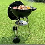 Holzkohlegrill, Barbecue-Grill, Gitter, tragbarer Premium-Rundgrill, Temperaturregelung, zwei Räder für Grillpicknick im Freien