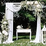 Deconovo Querbehang Transparente Gardinen Schals Voile Vorhang Freihanddeko Dekoschals Traubogen Hochzeit Wohnzimmer Schlafzimmer Himmelbett, 140x600 cm, Weiß