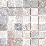 Quarzit Naturstein Mosaik Fliese beige grau Wand Boden Dusche Küchenrückwand Fliesenspiegel - MOS36-0204