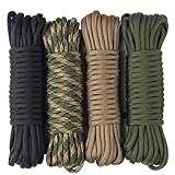 aufodara 4Stück 19ft/6 Meters Paracord Schnüre 4mm Nylon Seil 7 Kern-Strängen - 4 Farben, Gesamtlänge 76ft (D4-A-4X19FT)