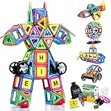 COOLJOY Magnetische Bausteine, 117 Stück Magnet Baustein, Pädagogische Bauklötze Spielzeug für Kinder, 3D Grafiken Konstruktion Blöcke / Auto Spielzeug / Roboter / Animal / Ferris Wheel