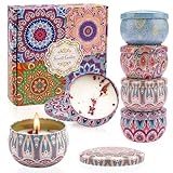 ALLAVA 4 Stück Duftkerzen Geschenkset, Natürliches Sojawachs Duftkerzen Set, Kerzenset zum Stressabbau, Duftkerze für Weihnachten, Geburtstag, Valentinstag, Aromatherapie, Hochzeiten (A)