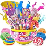 GirlZone Geshenke für Mädchen Rainbow Egg Candy Slime Kit, Schleim-Set zum Selbermachen von Regenbogenschleim, Wolkenschleim, Butterschleim, Überraschungsei und Bestes Schleimset für Mädchen