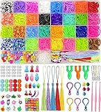 Nestling 2500+ Loom Bänder Set, 40 Rastern Bunte Gummibänder Kit für Armbänder, Loops Gummis Set, Rubber Loombänder Mit Accessoires for Jungs Mädchen Kinder Basteln DIY