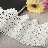 Yulakes 3 Yard 9cm Weiß Baumwolle spitzenband Vintage Häkelband Spitze Borte Häkelspitze Häkel-Borte Spitzenband für Nähen Handwerk Hochzeit Deko Scrapbooking Geschenkbox (Weiß)