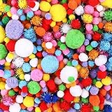 BAKHK 1000 Stücke Mini Pompons zum Basteln, 1-3cm Pompons Bunt Bälle Kleine Bommeln, Bunte Pompoms Plüschbälle für Lustige DIY Kreative Handwerk