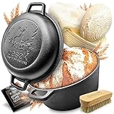 besok Brotbacktopf inkl. Gärkorb 26cm - Gusseisen Brot Backen Topf - Brotbackform mit Deckel - Induktion - Brottopf zum Brotbacken, Gusseisentopf