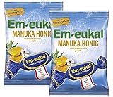 Em-eukal Hustenbonbons Manuka Honig – 2 x 75 g Doppelpack – Wohltuend für Hals & Immunsystem – Premium Halsbonbons – Inkl. Naschwerk® Sticker