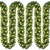 CASARIA Weihnachtsgirlande mit Beleuchtung 5m 100 LEDs Beleuchtet Innen Außen Grün Weihnachtsdeko Weihnachten Deko Girlande Tannengirlande Warmweiß