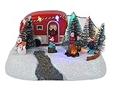 Spetebo LED Weihnachtsstadt Szene Wohnwagen - 18 cm - Weihnachtsdeko mit 7 bunten LED beleuchtet Batterie betrieben - Weihnachtsdorf Tischdeko Fensterdeko