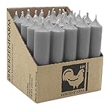 luterna Stabkerzen aus Paraffin, 100/22 mm, Grau, KERZENFARM HAHN, Brenndauer ca. 4h, 25 Stück pro Verpackung