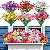DTYDECLE 12 Stück Künstliche Blumen Balkon, Bündel Kunstblumen für Außen Balkonpflanzen Künstlich Wetterfest für Garten Balkon Outdoor Innen Dekoration