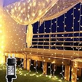 Lichtervorhang 6x3m 600 Leds, Led Lichterketten Vorhang Weihnachtsdeko Innen mit 8 Modi, IP44 für Weihnachten Kinderzimmer, Außen, Party, Hochzeit usw