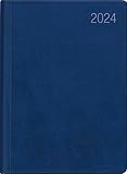 Taschenkalender blau 2024 - Bürokalender 10,2x14,2 - 1 Woche auf 2 Seiten - flexibler Kunststoffeinband - Notizheft - Wochenkalender - 640-1015