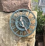 KUNY Outdoor Grosse Retro Gartenuhr Wetterfest, Badezimmeruhr Groß Vintage Dekorativ Ornament Wanduhr mit ohne TickgeräUsche Moderne Uhr