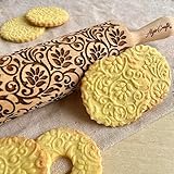KLETTERBLUMEN Nudelholz. Teigroller mit Blumen für Hausgemachtes Gebäck und Keramik. Gravierte Nudelholz mit Muster für DIY Küche, Teig & Plätzchen von Algis Crafts