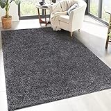 carpet city Shaggy Hochflor Teppich - 160x230 cm - Anthrazit - Langflor Wohnzimmerteppich - Einfarbig Uni Modern - Flauschig-Weiche Teppiche Schlafzimmer Deko