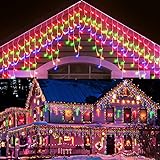 Koicaxy 10m 400 LED Eisregen Lichterkette Außen, Lichtervorhang Aussen Dekorative, IP44 Wasserdicht 8 Modi für Weihnachten Zimmer Party ​Xmas Deko, Weihnachten, Hochzeit, Party [Energieklasse G]