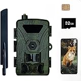 4G LTE Wildkamera mit SIM Karte, 4K/60MP Video, Handyübertragung APP, Live Übertragung, Bewegungssensor, Nachtsicht, 0,1s Auslösezeit - Wildtierkamera für die Jagd, Überwachungskamera für die Natur