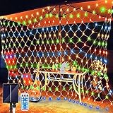 Micacorn Solar LED Lichternetz,2 x 3M Wasserdichte Lichterkette Netz 8 Modi 192 LED Lichternetz Lichtervorhang mit Fernbedienung Net Lichterketten für Garten Weihnachten Hochzeit Party Dekorationen