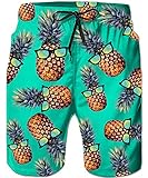 TUONROAD Badehose für Herren 3D Druck Badeshorts Ananas Schnelltrocknend Sommer Schwimmhose mit Kordelzug XL