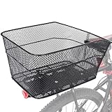 BINOTHINK Fahrradkorb Hinten, Metall Groß Fahrrad Korb Stabil Hinten, Fahrradkorb Gepäckträger Korb mit Montagezubehör für Kleiner Hund Einkaufen Picknick Fahrradkorb Schulranzen (M)