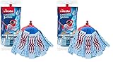 Vileda SuperMocio 3Action Ersatz-Moppkopf, Nachfüllpackung für alle Vileda SuperMocio Moppsysteme, für versiegelte Hartböden, entfernt über 99 % der Bakterien nur mit Wasser* (Packung mit 2)