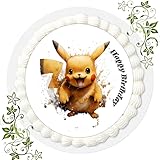 Für den Geburtstag ein Tortenbild, mit dem Motiv: Pikachu Pokemon, Essbares Foto für Torten, Tortenbild, Tortenaufleger Ø 20cm ESSPAPIER Pikachu Pokemon Nr. 20