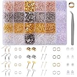 BQTQ 3600 Stück Ohrring Machen Kit Schmuck Basteln Zubehör, Schmuckherstellung Set Ohrhaken Sprung Ringe Ohrstopper Ohrstecker, Ohrringe Basteln Zubehör DIY Ohrhänger Schmuck(4 Farben)