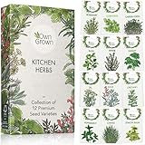 Küchenkräutersamen-Set: 12 Sorten Küchenkräuter als praktische Kräutersamenmischung, Gewürzsamen und Kräuterset für Küche, Garten, Balkon - Umweltfreundliche Geschenkbox mit 12 Zimmerpflanzensamen