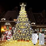 LooHome LED Lichtervorhang Lichterkette Sterne 344 LEDs Warmweiß Dekoration 8 Modi Wasserdichte Für Innen Außen, Weihnachten, Party, Hochzeit, Garten, Balkon