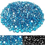 4,5 kg Feuerschalen-Glassteine, 1,27 cm, hellblaue Kamin-Glasperlen, runde Flache Glasmurmeln für Vasenfüller, dekorativ, Feuerstelle für Innen- und Außenbereich, Gas-Feuerstellen und Kamine