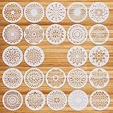 OOTSR 24 Stk Mandala-Schablonen Set, 12.7CM Zeichnung Malschablonen DIY Schablonen, Kunststoff Vorlagen für Scrapbooking Holz Boden Möbel Fliesen Leinwand Deko, Rund