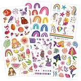 Papierdrachen 100 Metallic-Tattoos für Kinder - Hautfreundliche Kindertattoos Einhorn und Regenbogen - als Geburtstagsmitgebsel & Geschenkidee - für Jungen und Mädchen - in Deutschland hergestellt