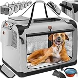 Lovpet® Transportbox Hund Katze Transporttasche L 70x52x52cm | Hunde-Tragetasche Faltbare Katzentasche | Haustier-Transportbox inkl. Hundenapf & Schultergurt | für Katzen & Hunde Hellgrau