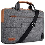 DOMISO 17 Zoll Wasserdicht Laptop Tasche Tragetasche Schultertasche Aktentasche mit USB Ladeanschluss für 17-17.3' Notebook/Dell/Lenovo/Acer/HP/MSI/ASUS, Dunkelgrau